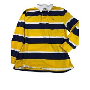 Chaps XL Yellow Blue Striped Long‎ Sleeve Rugby Polo Shirt Menswear